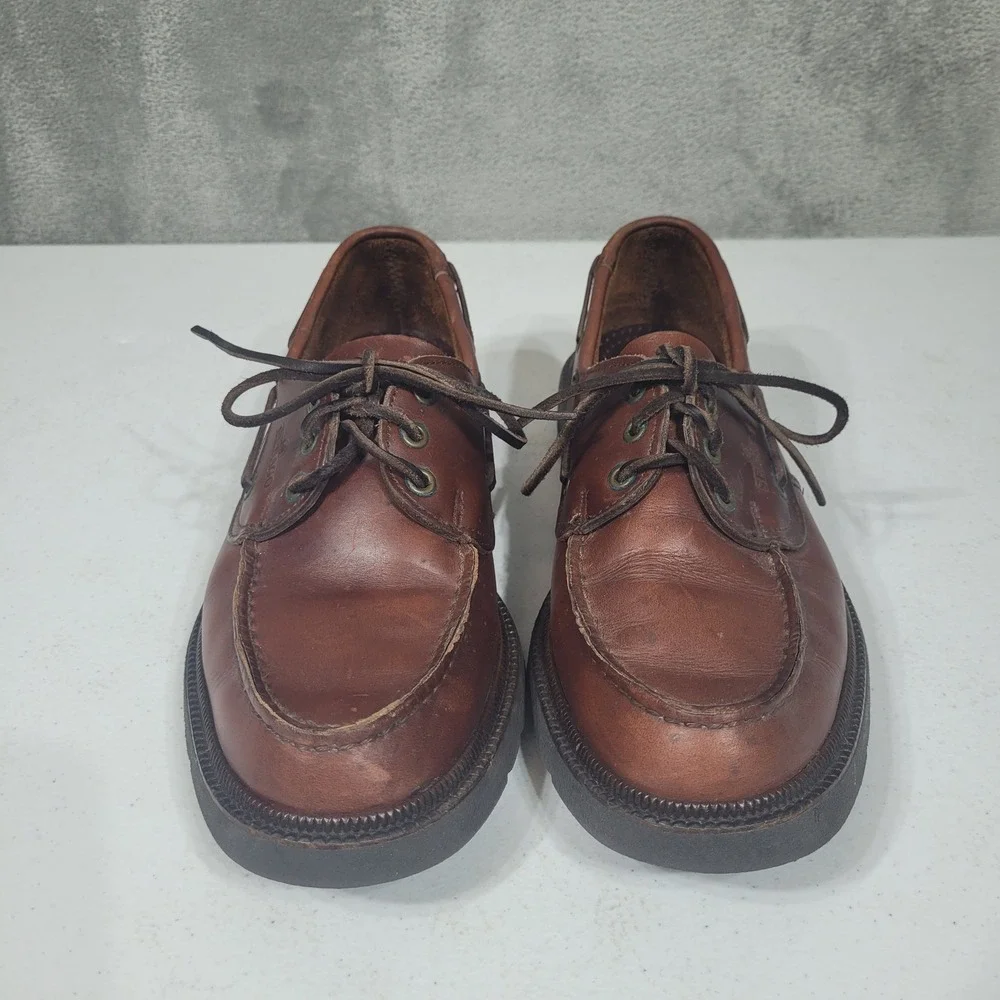 Sebago Lite Boat Shoes Mens 10.5 Brown Lites Deck Camp Shoes Leather USA Made